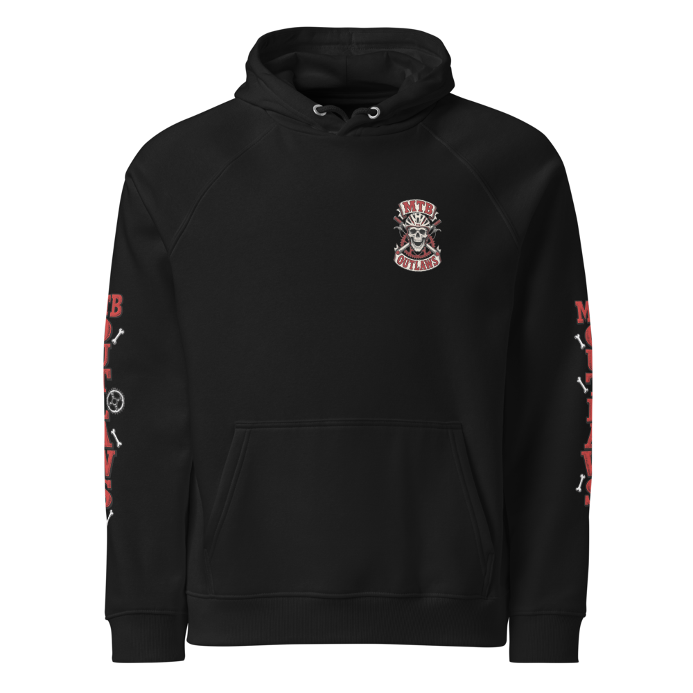 MTB Outlaws Eco Raglan Hoodie — flat front with chest crest