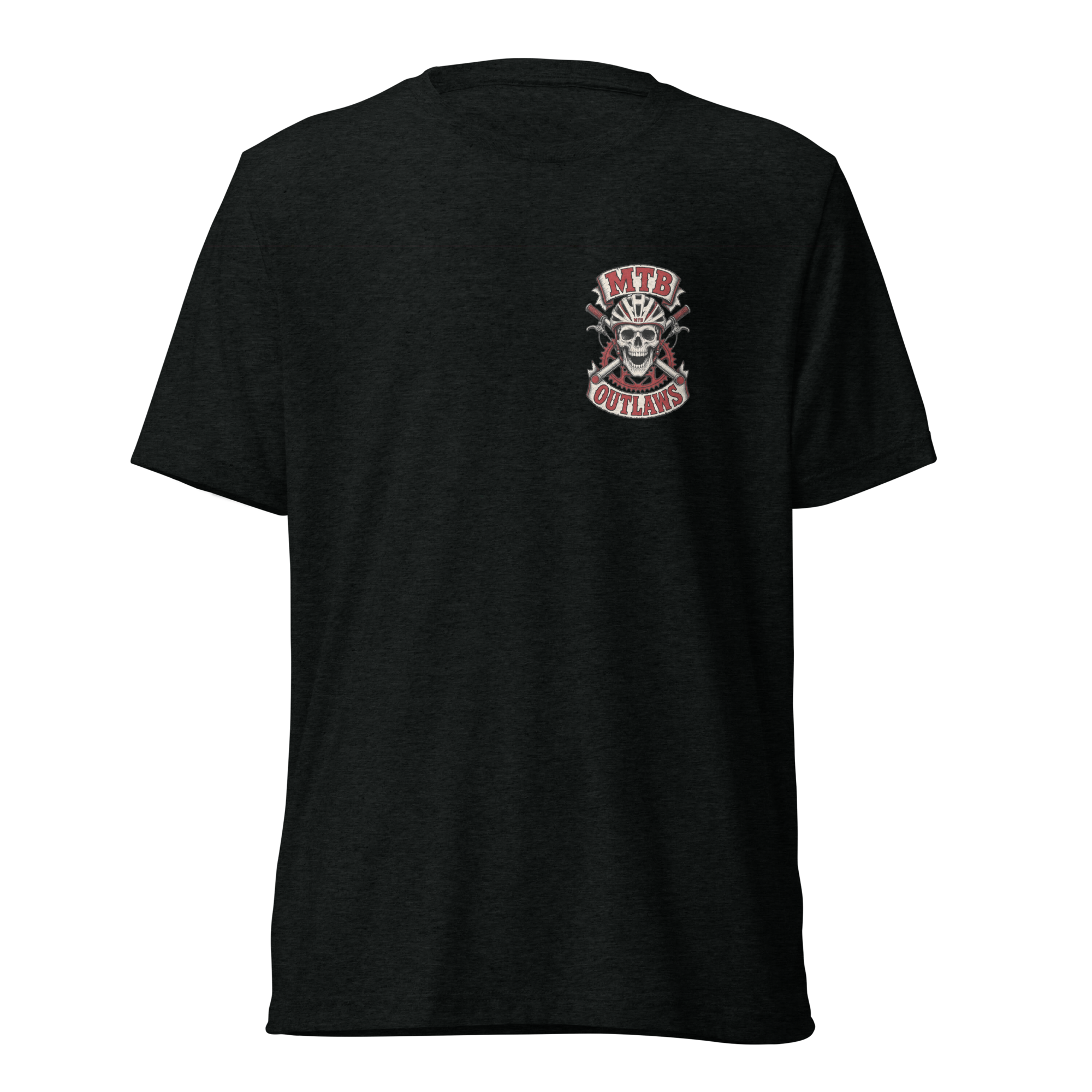 MTB Outlaws Tri-Blend Tee — flat front with chest crest
